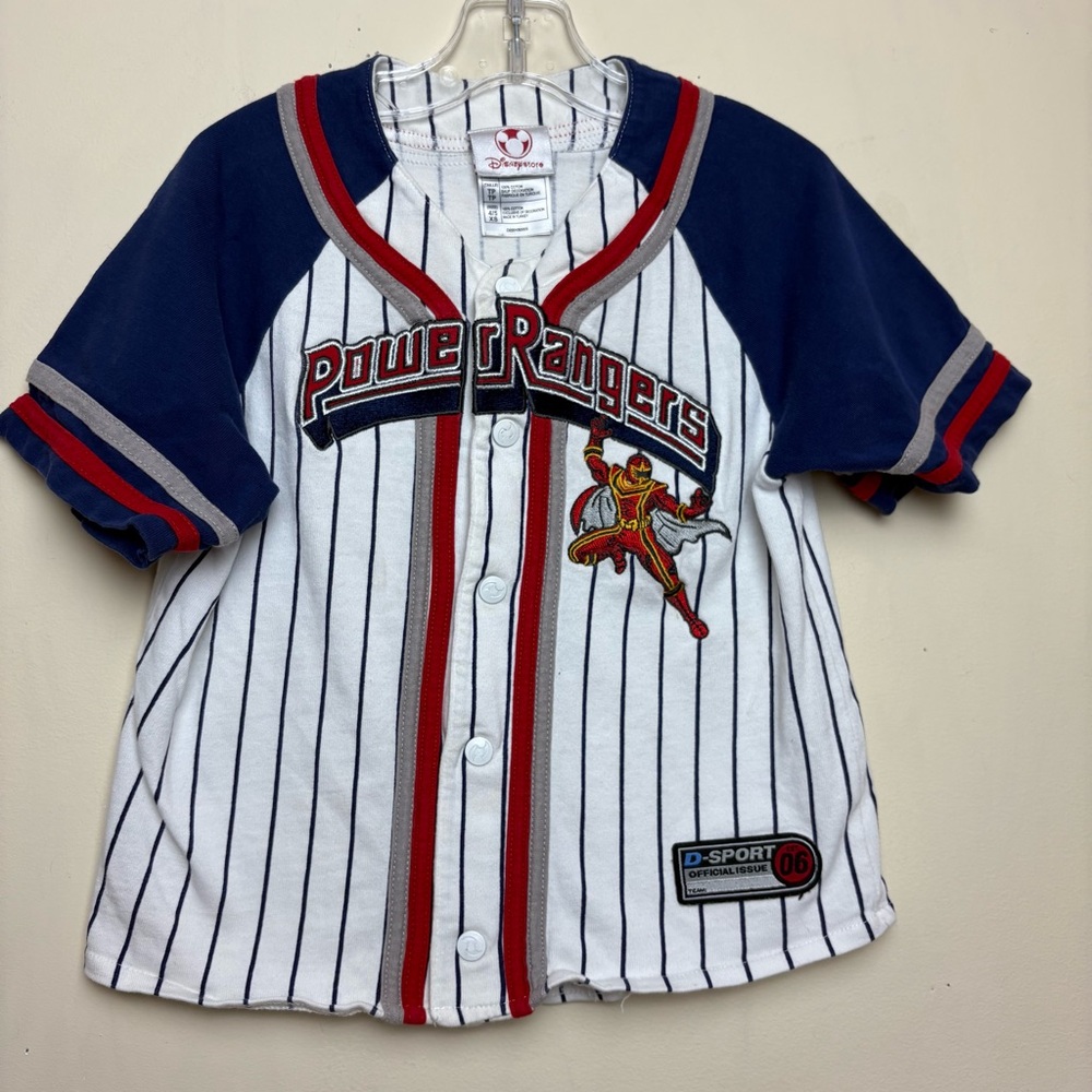 Rare 2004 Disney Store Power‎ Rangers Athletic Jersey Shirt Buttons Youth XS